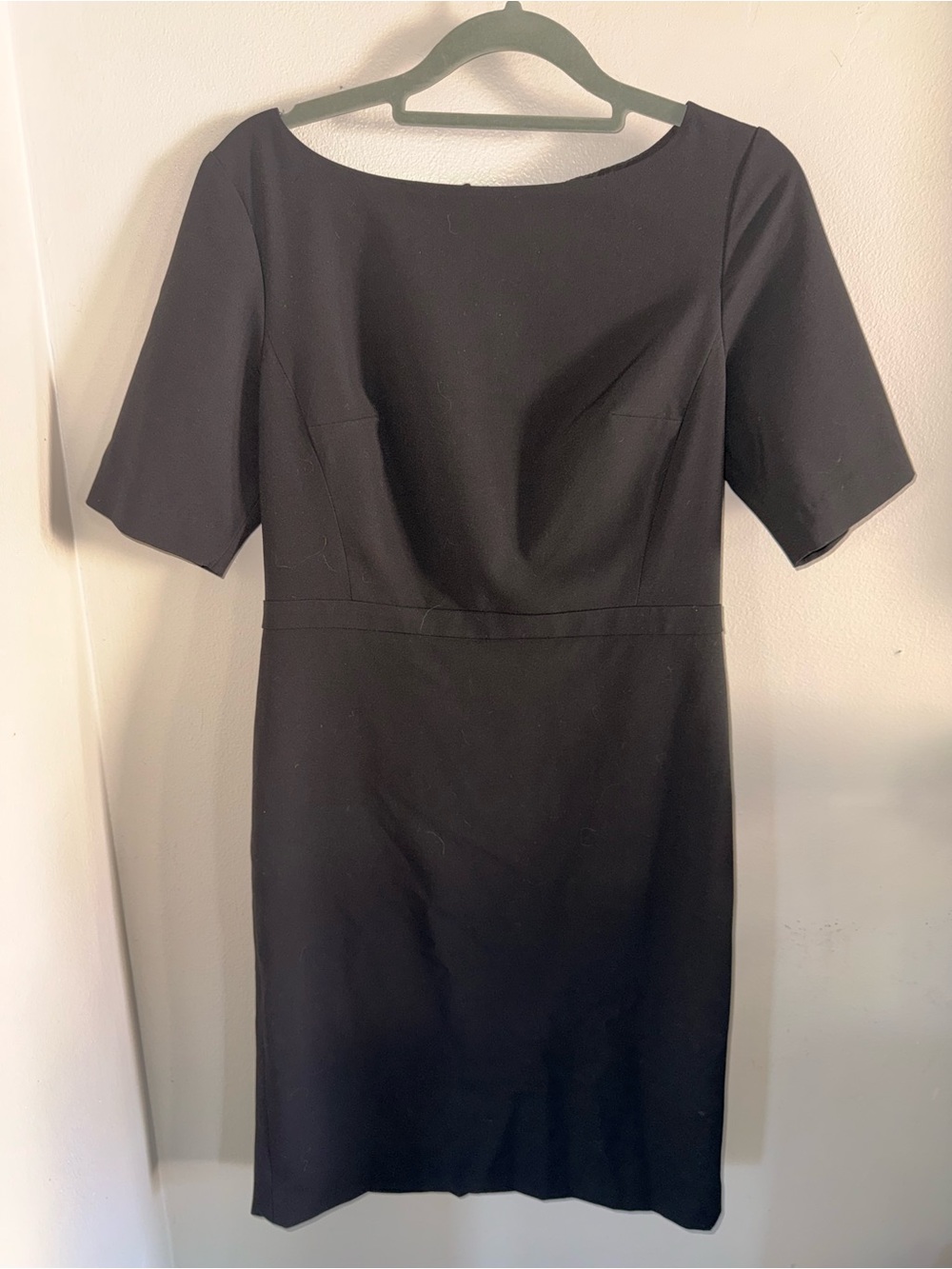 Ann Taylor Black Midi Boatneck Sheath Dress